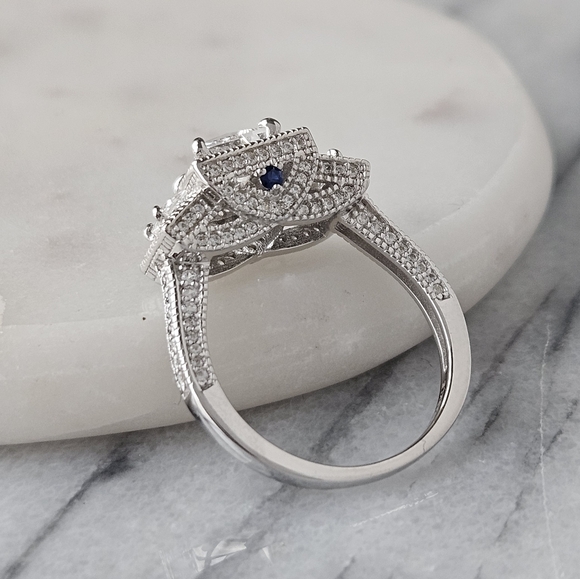 Square Cut Gemstone Ring, 925 Sterling Silver - Picture 9 of 12